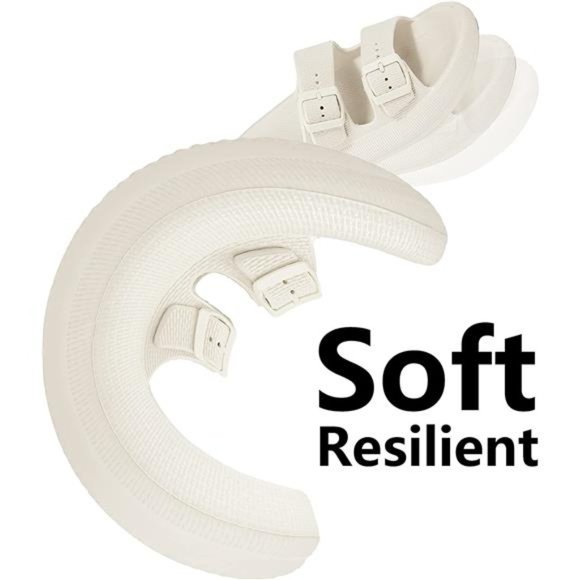 Womens Sandals Pillow Slippers Double Buckle Adjustable Slides EVA Flat Sandals - Picture 2 of 6